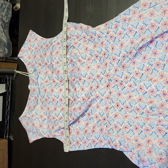 Joules Amelie Dress Sum Mos Print White Blue Pink Circle Skirt 50's Inspired 6 - Picture 5 of 9